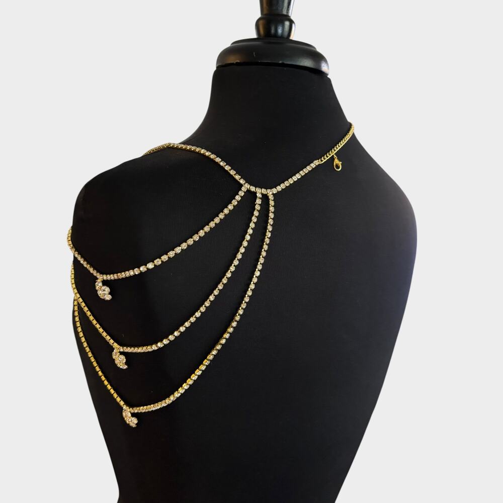 Layered Flower Shoulder Gold Chain - Picture 4 of 5